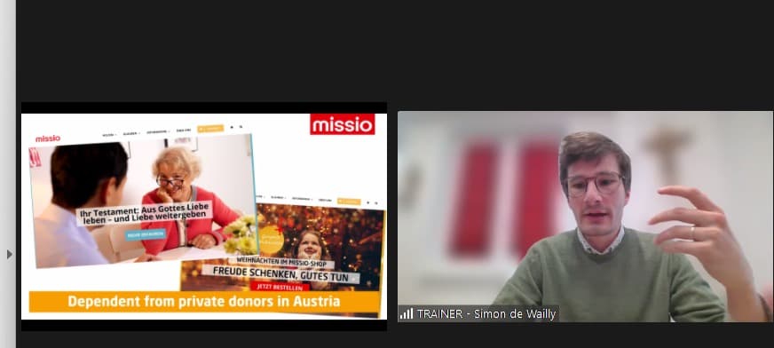 Simon presenting the Missio Austria donor case study