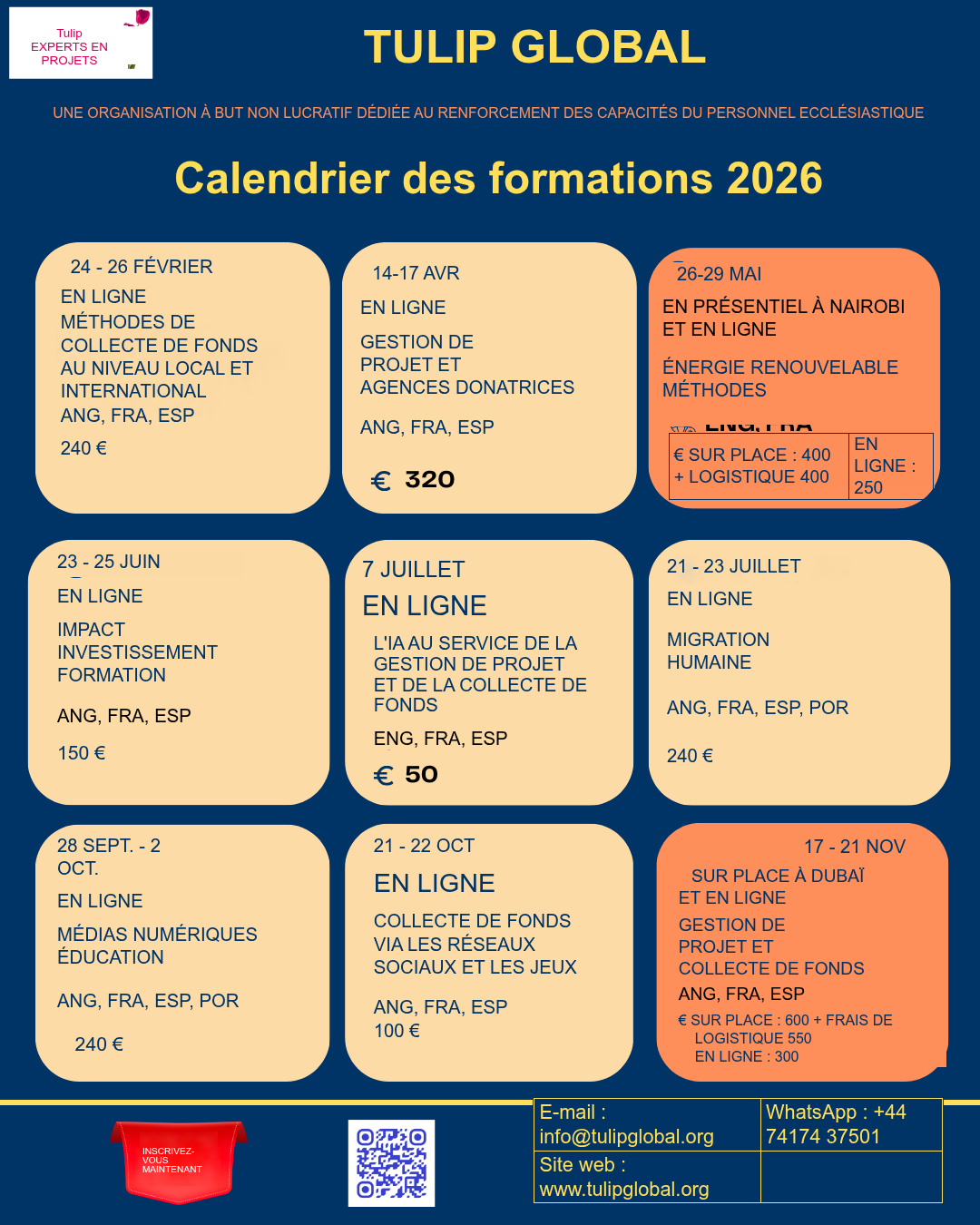 Calendrier des formations 2026