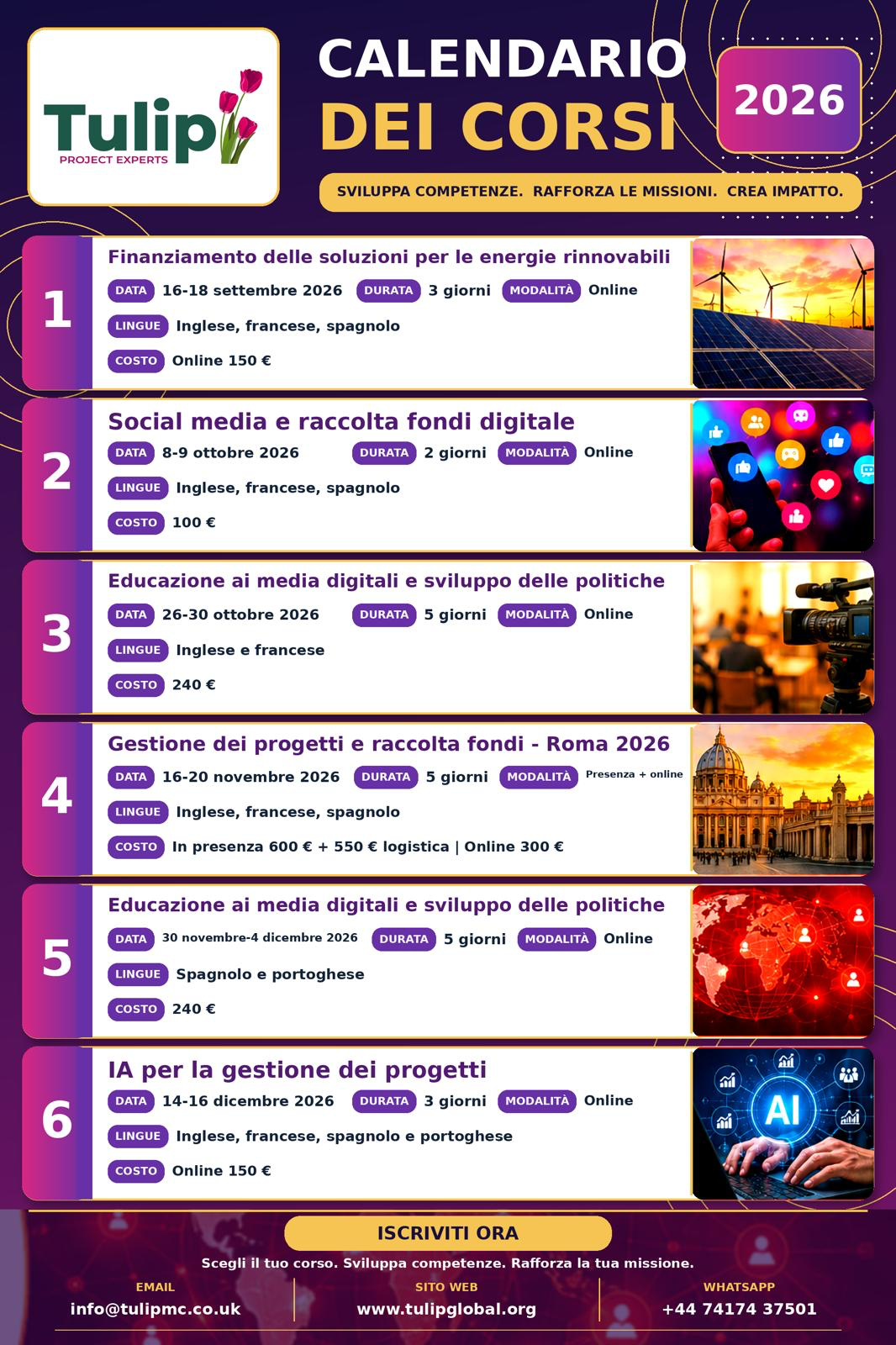Calendario di formazione 2026